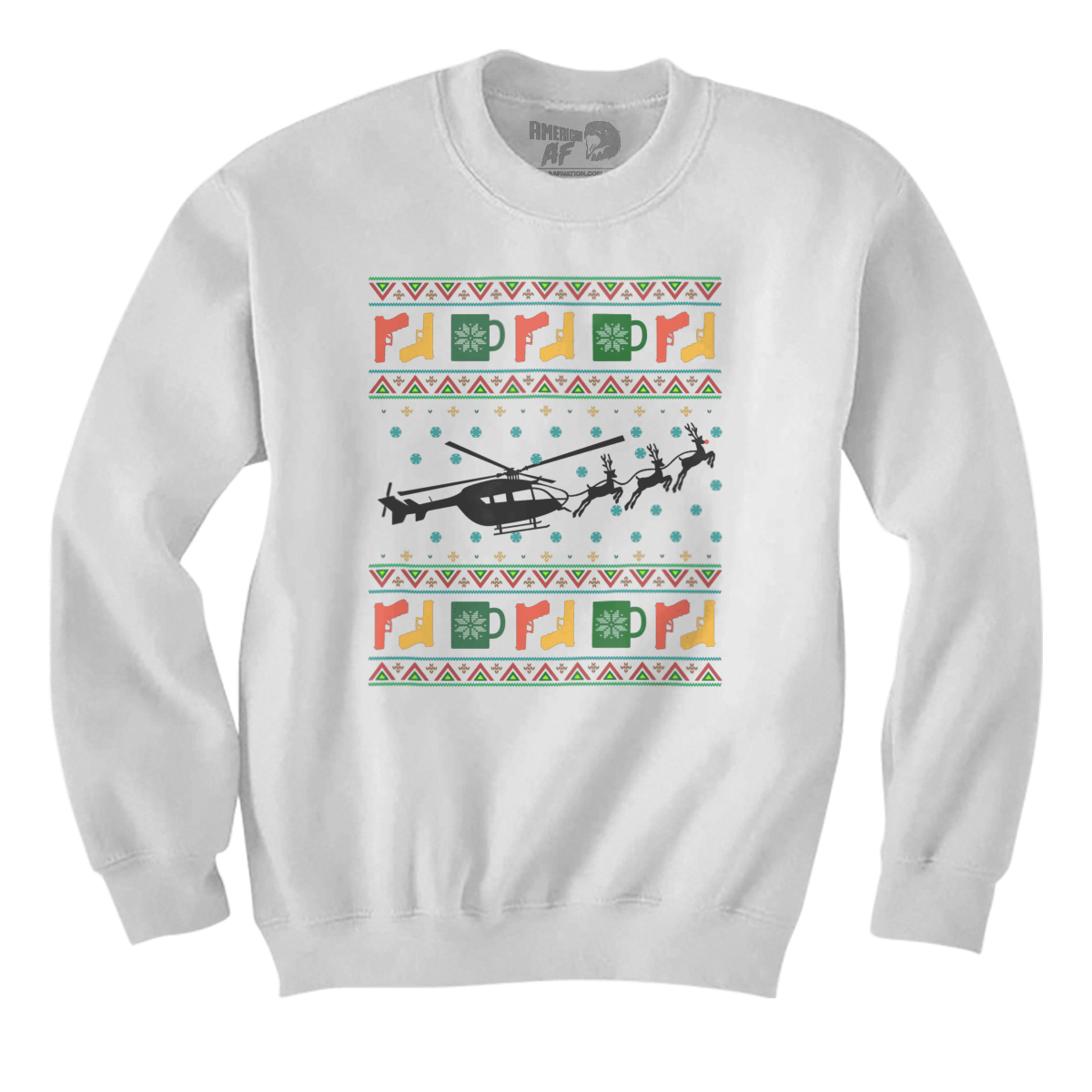 Raglan Premium Sweatshirt / White / S Santa's Other Ride - Lakota