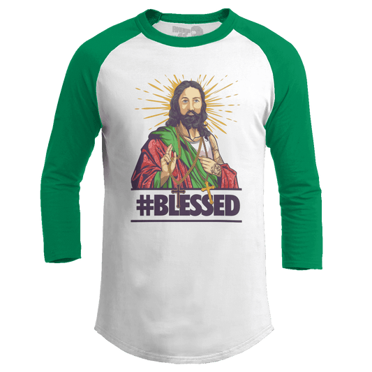 Raglan Raglan / White/Kelly Green / S #Blessed V1 (Ladies)