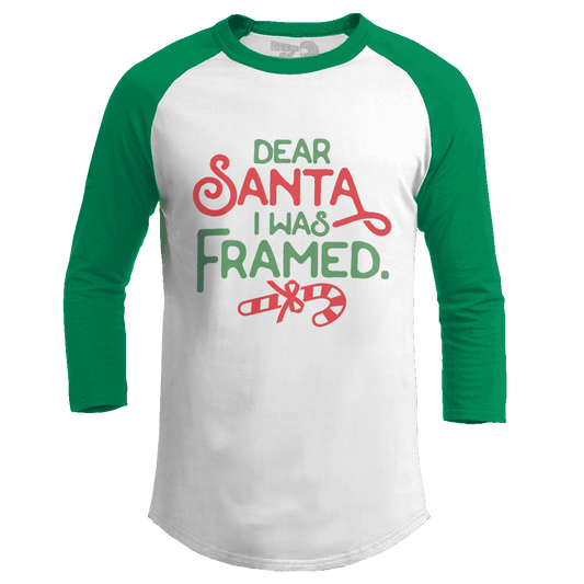 Raglan Raglan / White/Kelly Green / S Dear Santa, I was Framed