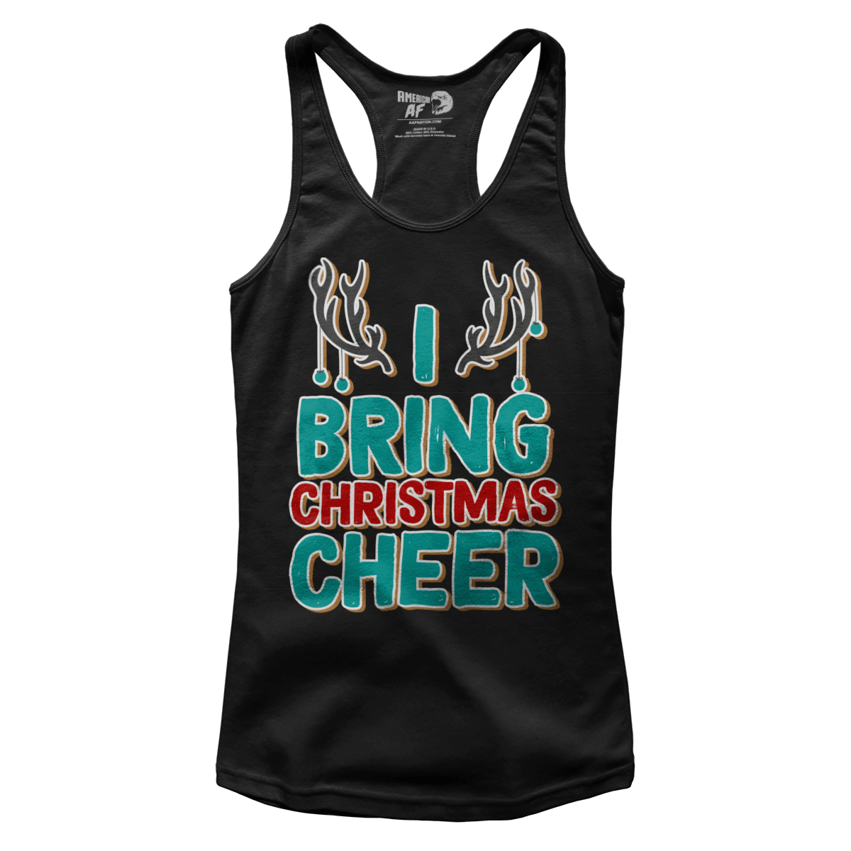 Raglan Premium Ladies Racerback Tank / Black / XS Bring Christmas Cheer (Ladies)