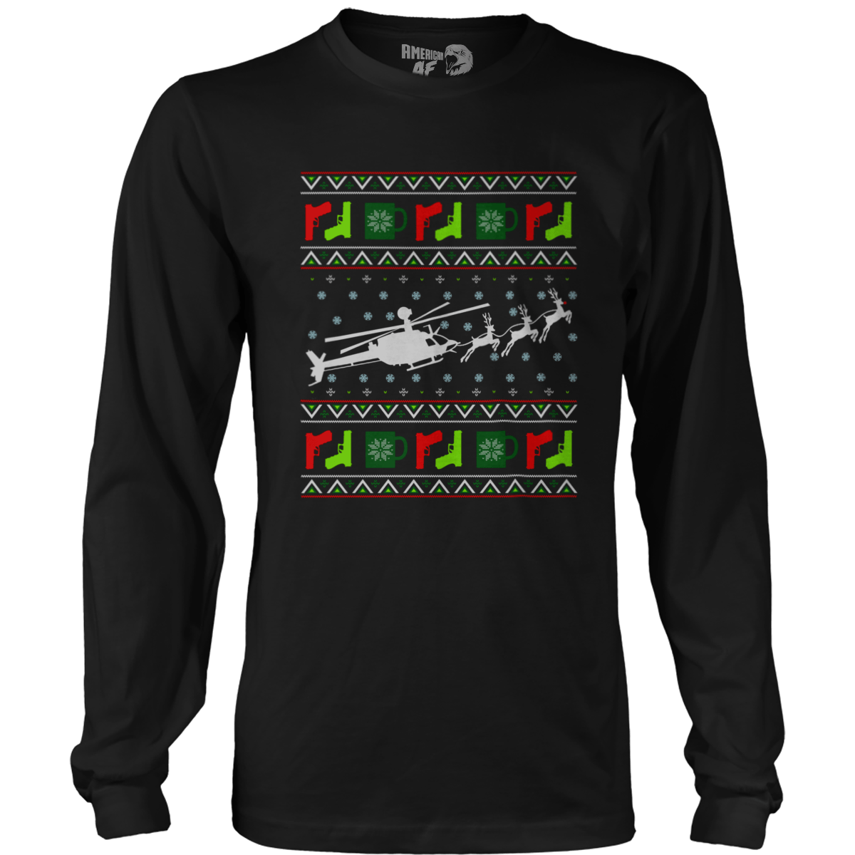 Raglan Mens Long Sleeve / Black / S Santa's Other Ride - Kiowa