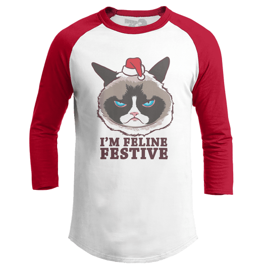 Raglan Raglan / White/Red / S I'm Feline Festive (Ladies)