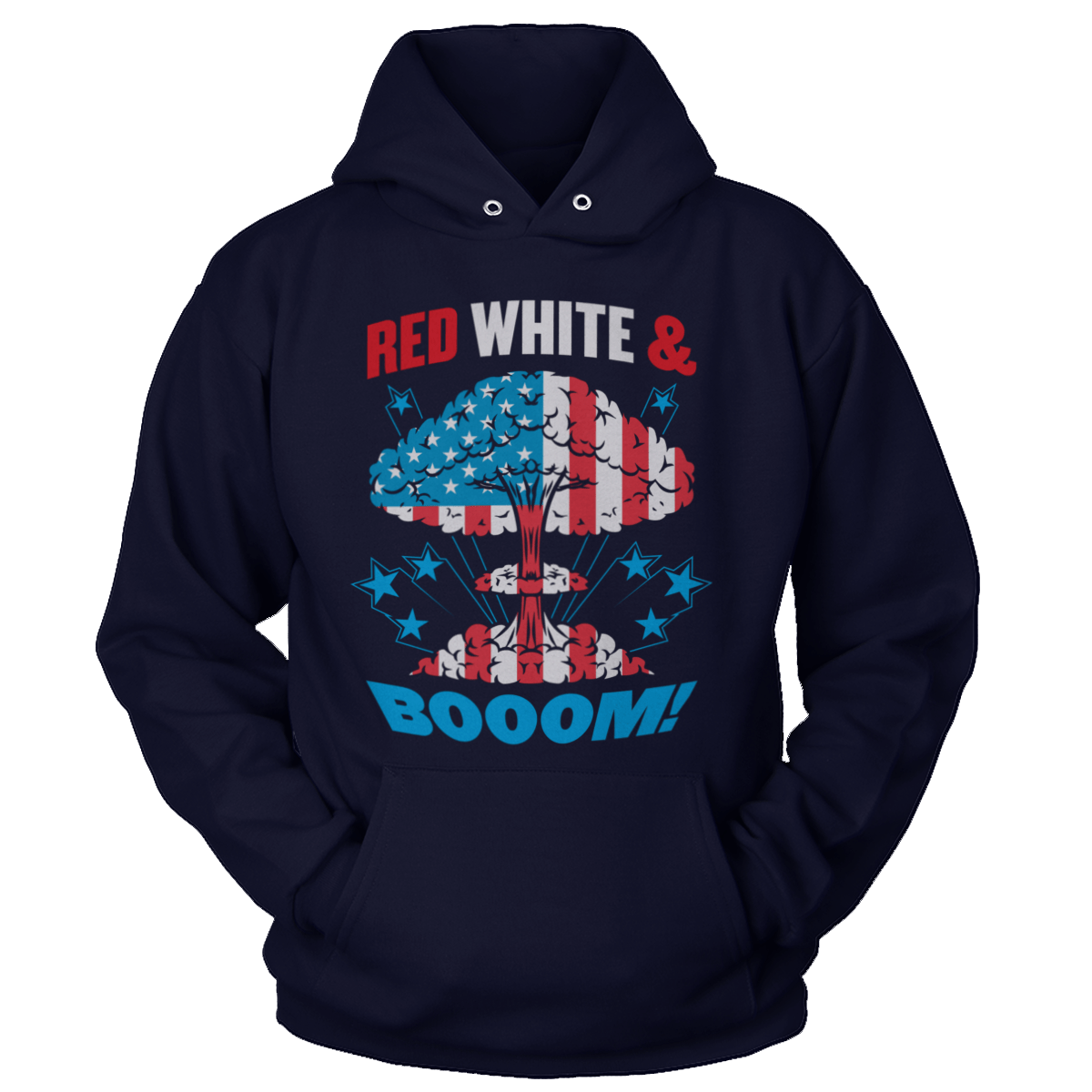 T-shirt Unisex Hoodie / Navy / S Red, White, and Boom