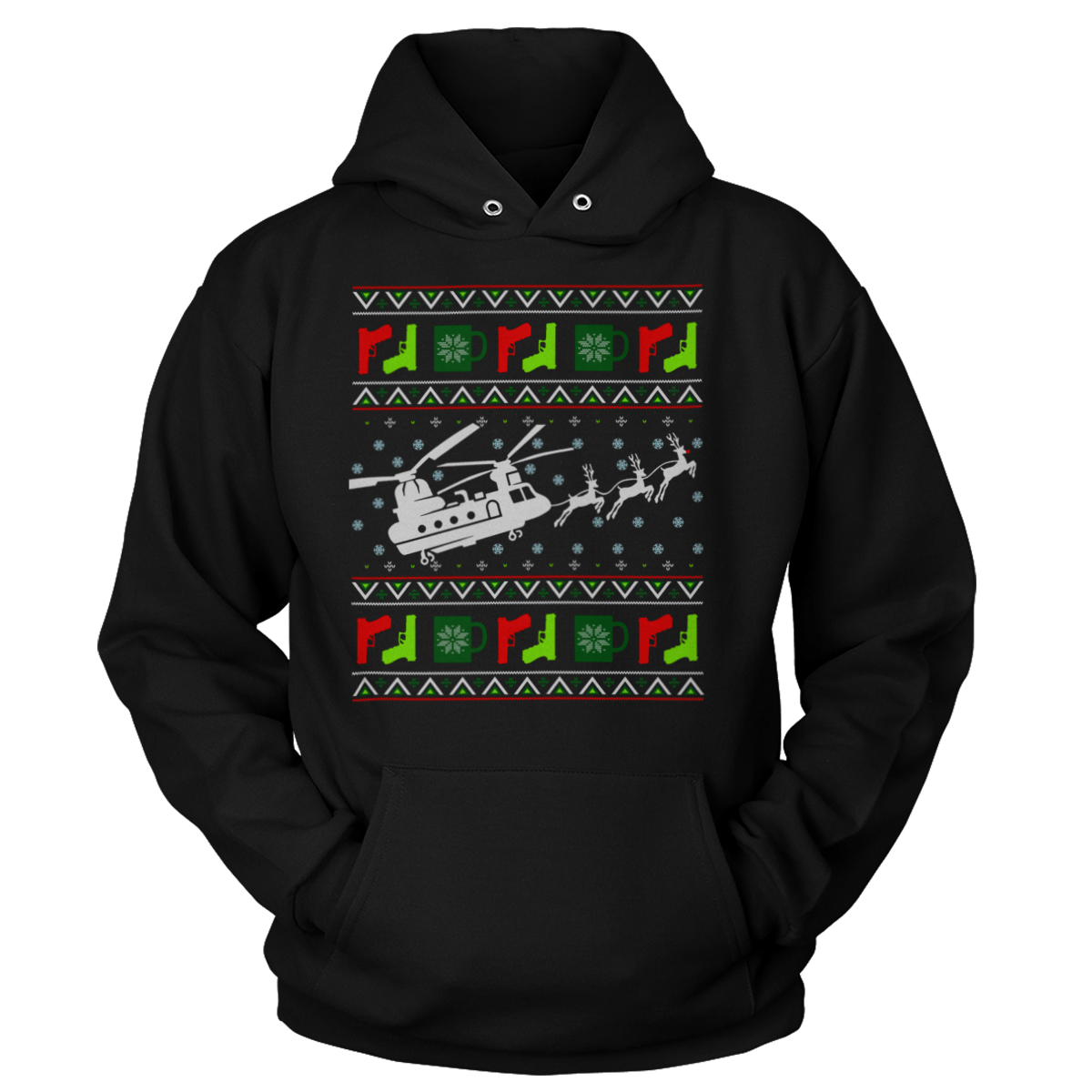 Raglan Unisex Hoodie / Black / S Santa's Other Ride - Chinook