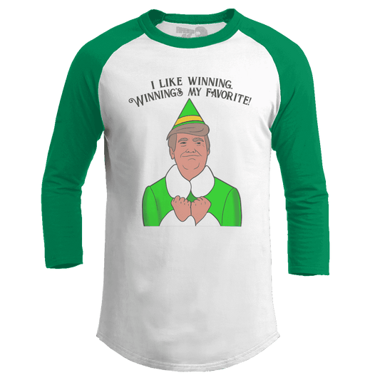 Raglan Raglan / White/Kelly Green / S Trump Elf - I like Winning