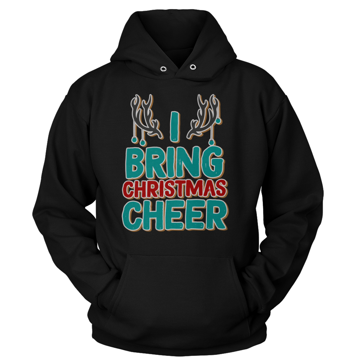 Raglan Unisex Hoodie / Black / S Bring Christmas Cheer (Ladies)