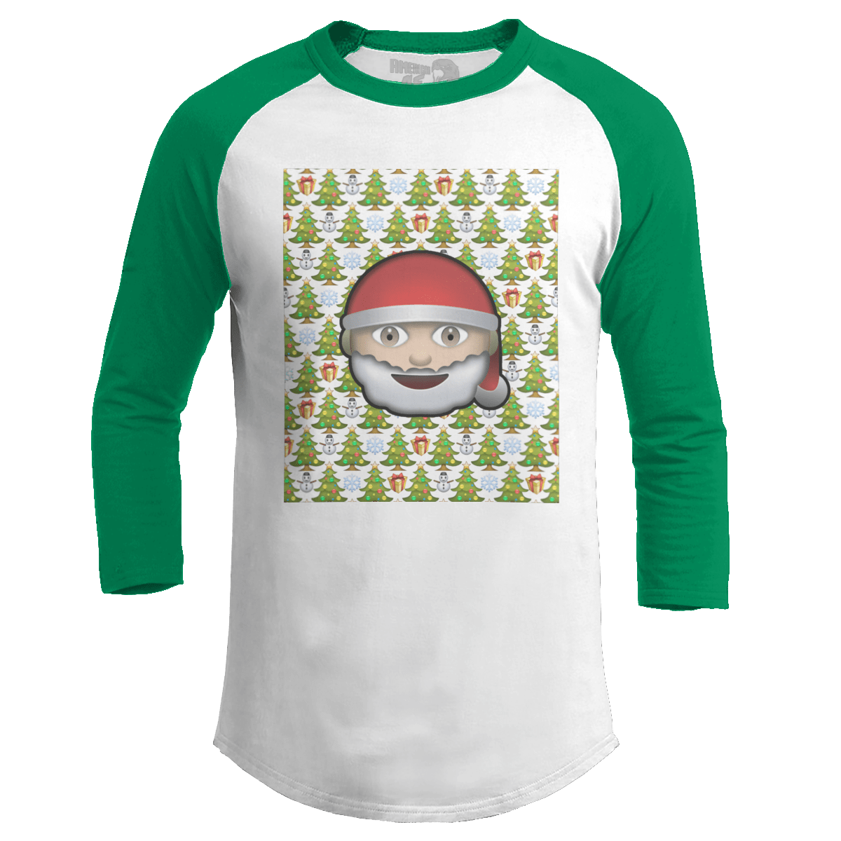 Raglan Raglan / White/Kelly Green / S Emoji Christmas (Ladies)