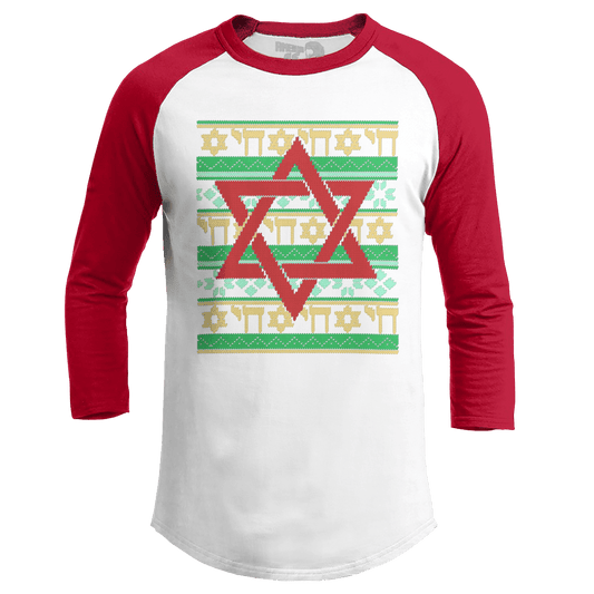 Raglan Raglan / White/Red / S Jewish Star (Ladies)