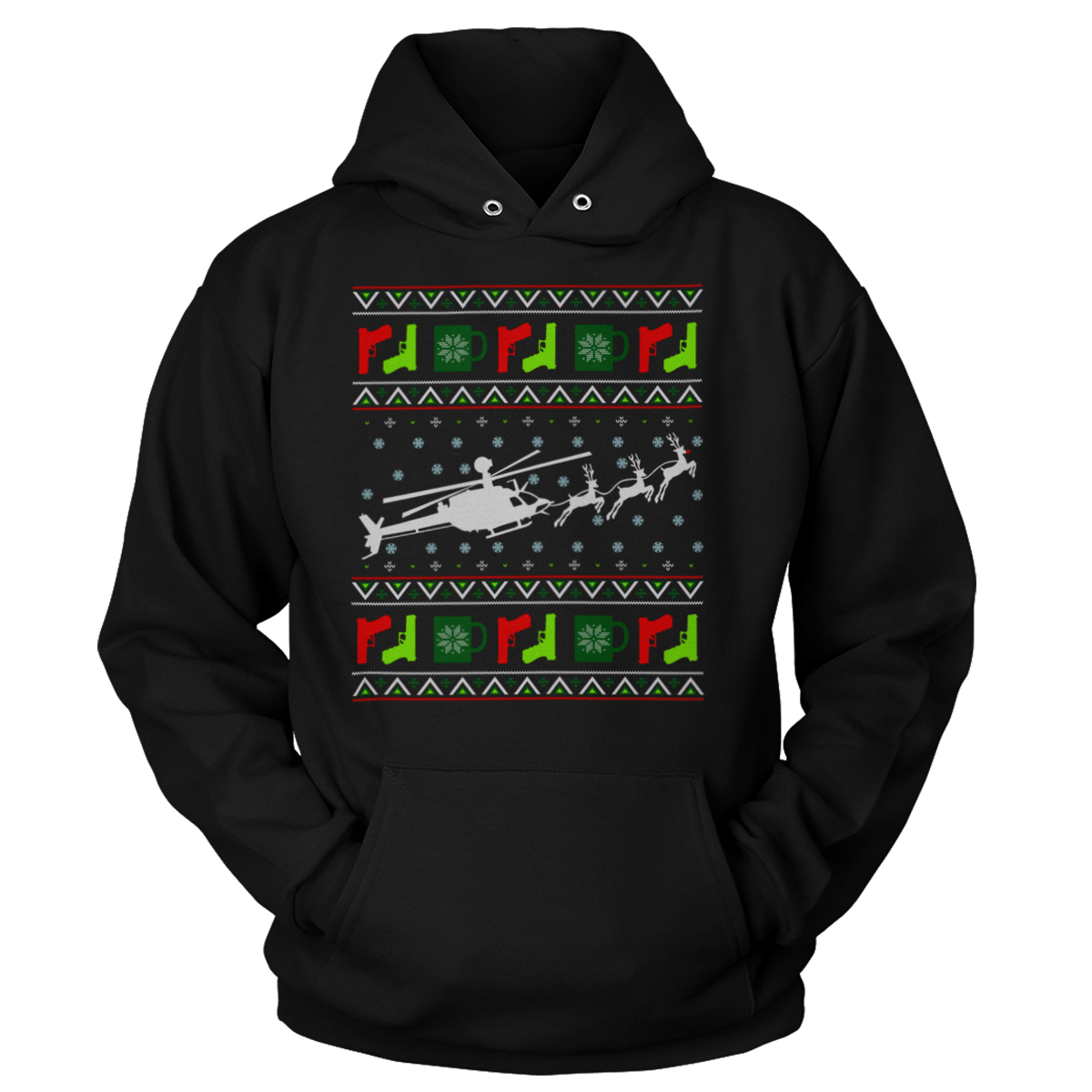 Raglan Unisex Hoodie / Black / S Santa's Other Ride - Kiowa