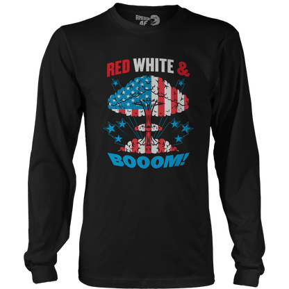 T-shirt Mens Long Sleeve / Black / S Red, White, and Boom