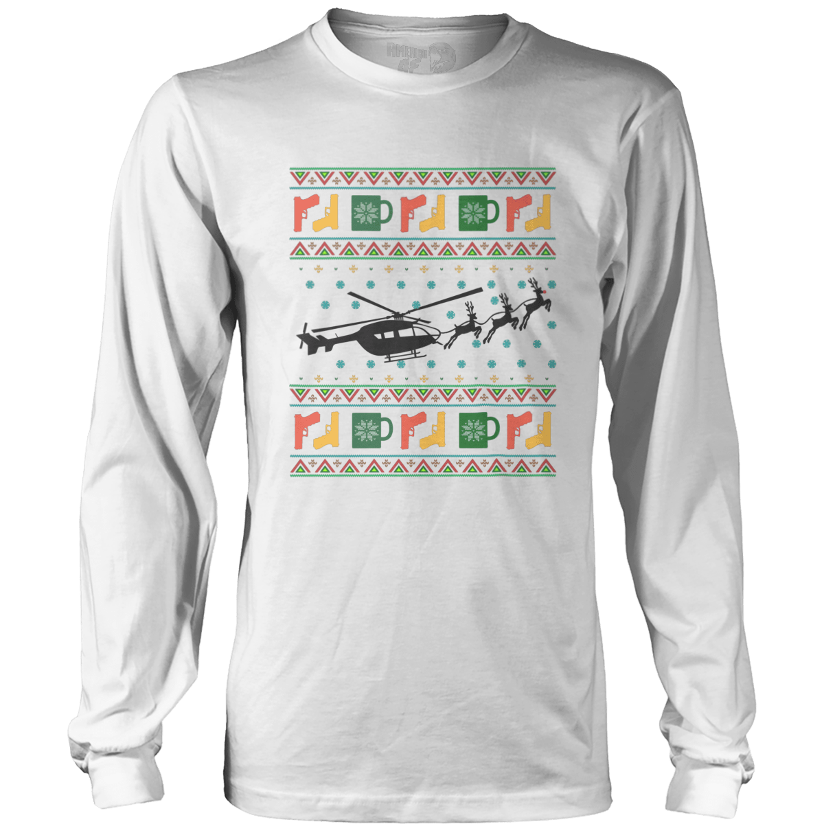 Raglan Mens Long Sleeve / White / S Santa's Other Ride - Lakota