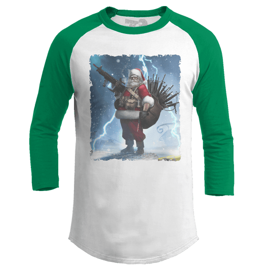 Raglan Raglan / White/Kelly Green / S Colonel Claus - Snow Raglan (Ladies)