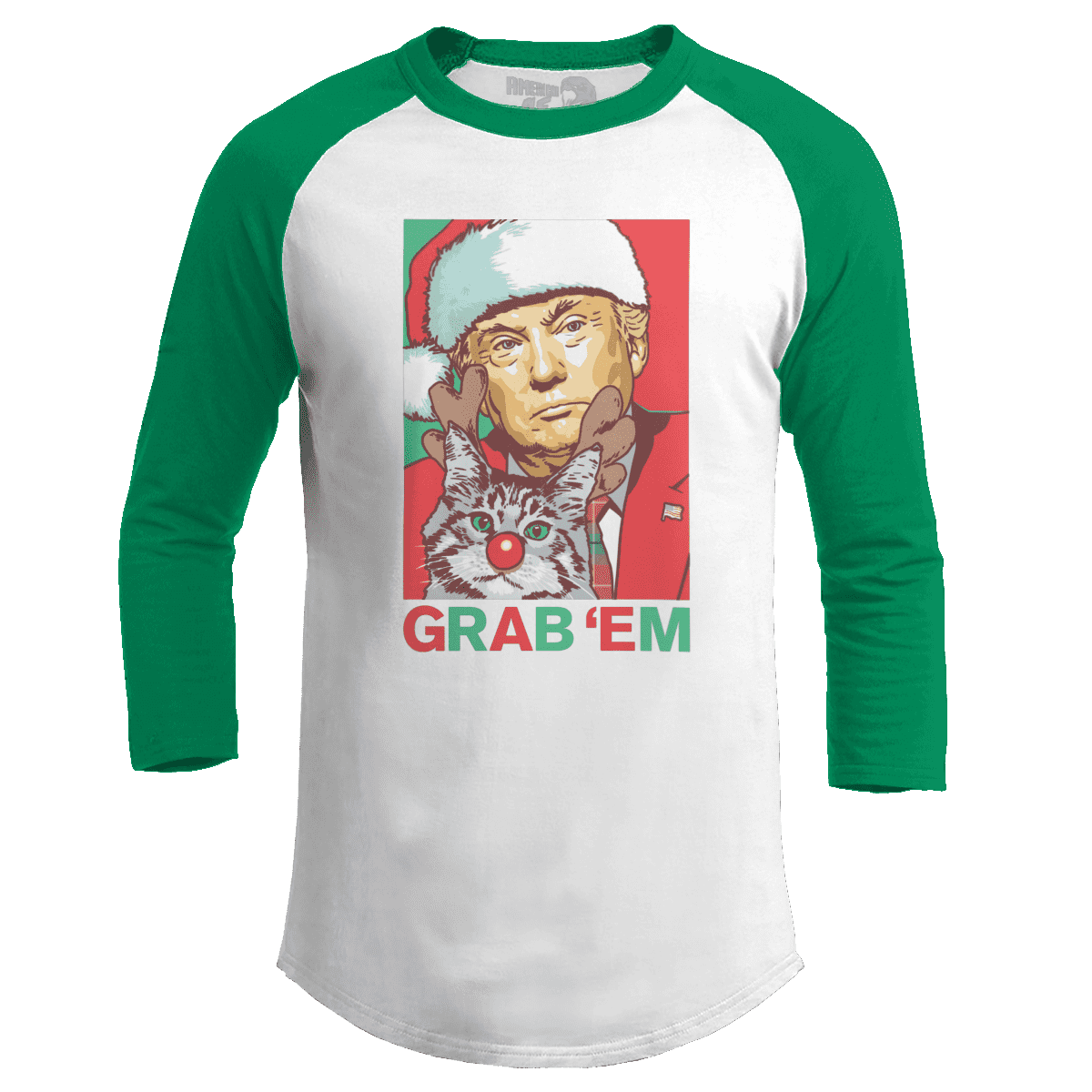 Raglan Raglan / White/Kelly Green / S Grab 'Em Holiday