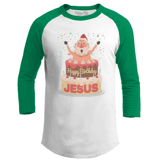 Raglan Raglan / White/Kelly Green / S HBD Jesus