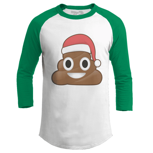 Raglan Raglan / White/Kelly Green / S Christmas Poo Emoji