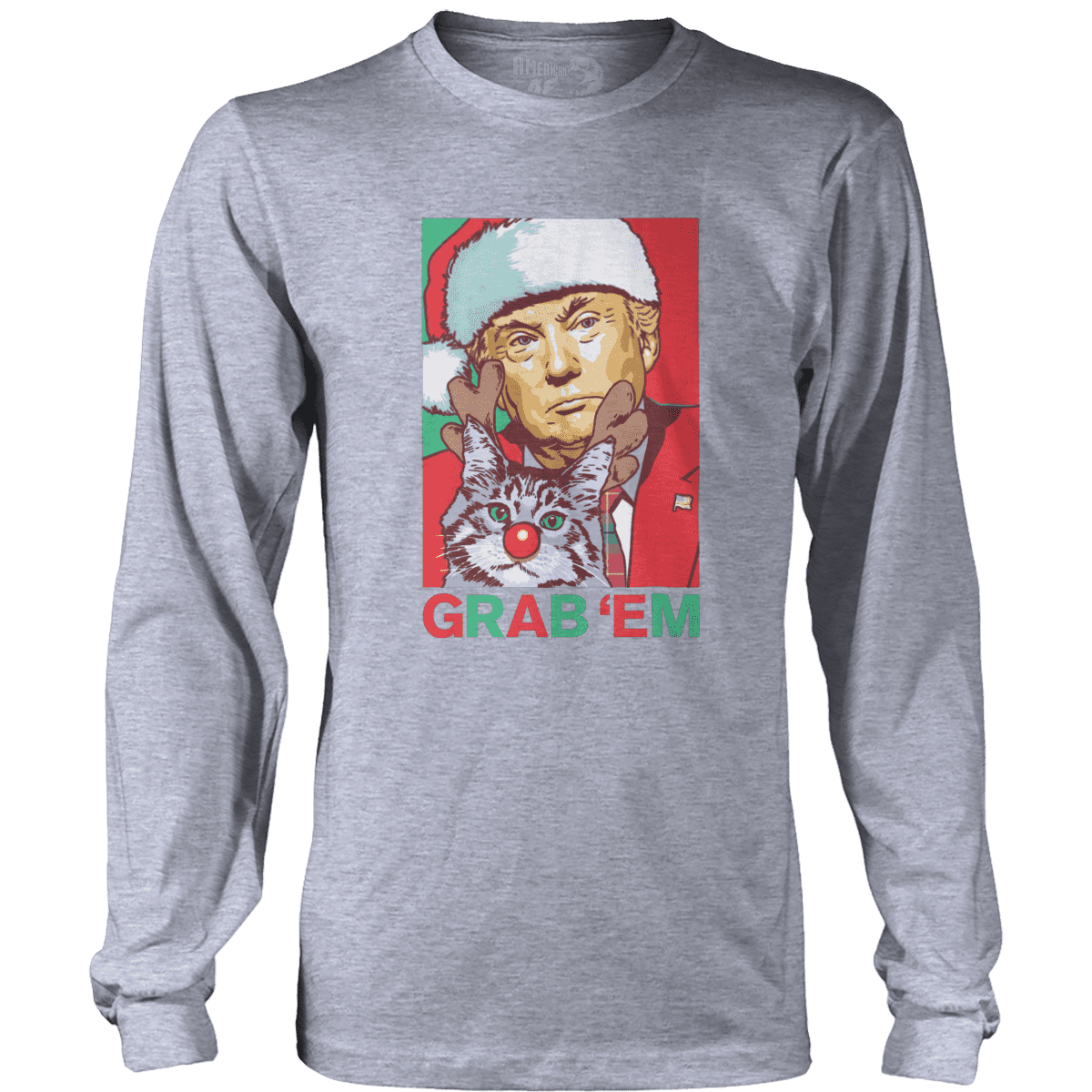 Raglan Mens Long Sleeve / Heather Gray / S Grab 'Em Holiday