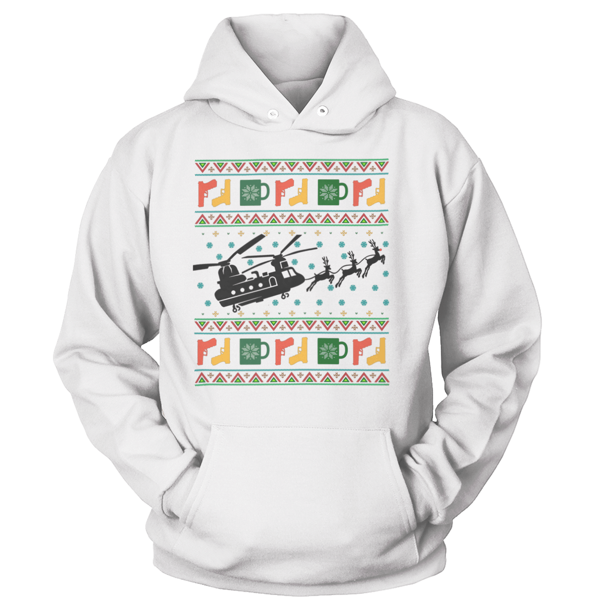 Raglan Unisex Hoodie / White / S Santa's Other Ride - Chinook