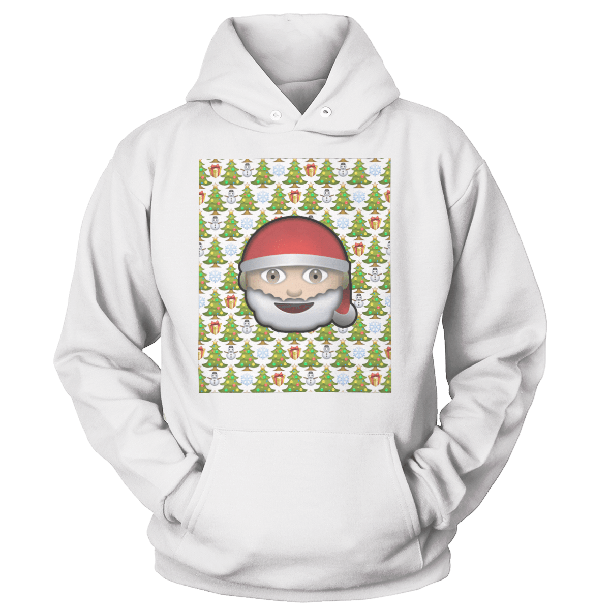 Raglan Unisex Hoodie / White / S Emoji Christmas (Ladies)